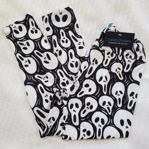 Girl's Scream Leggings Black White Ghost Halloween New